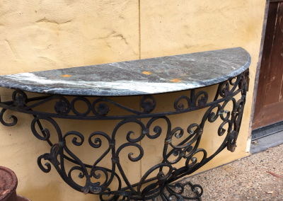 Half Circular Console Marble and Iron Table  $1695.00