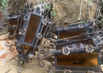 Vintage Iron Lanterns with Amber Glass $595