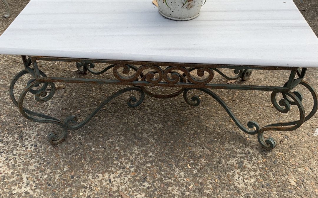 Marble and Iron Coffee Table $795