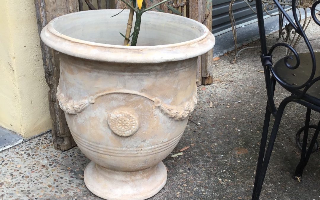 Aged Terracotta Anduz Urns  Sm $195  Lge $425