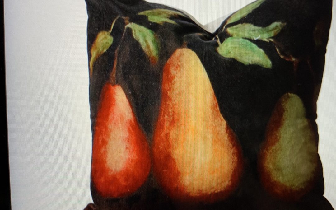Black Velvet Pear Design Cushion $99.95