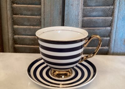 LyndalT Navy Striped  Bone China Cup & Saucer $79.95