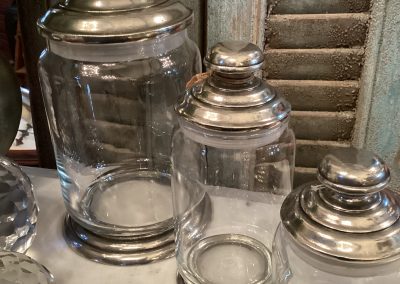 Pewter and Glass Cannisters Jar Sm $129.95  med $139.95 Lge $299.95
