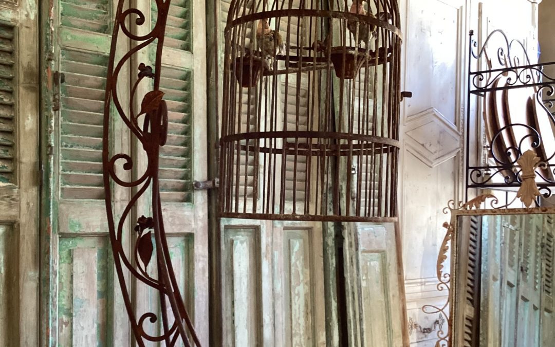 Iron Birdcage on Curved Hanging Stand $995 (Sold)