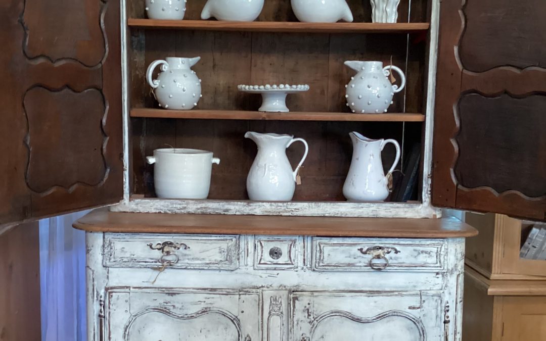 Antique Whitewashed French Dresser/Bookcase $3495