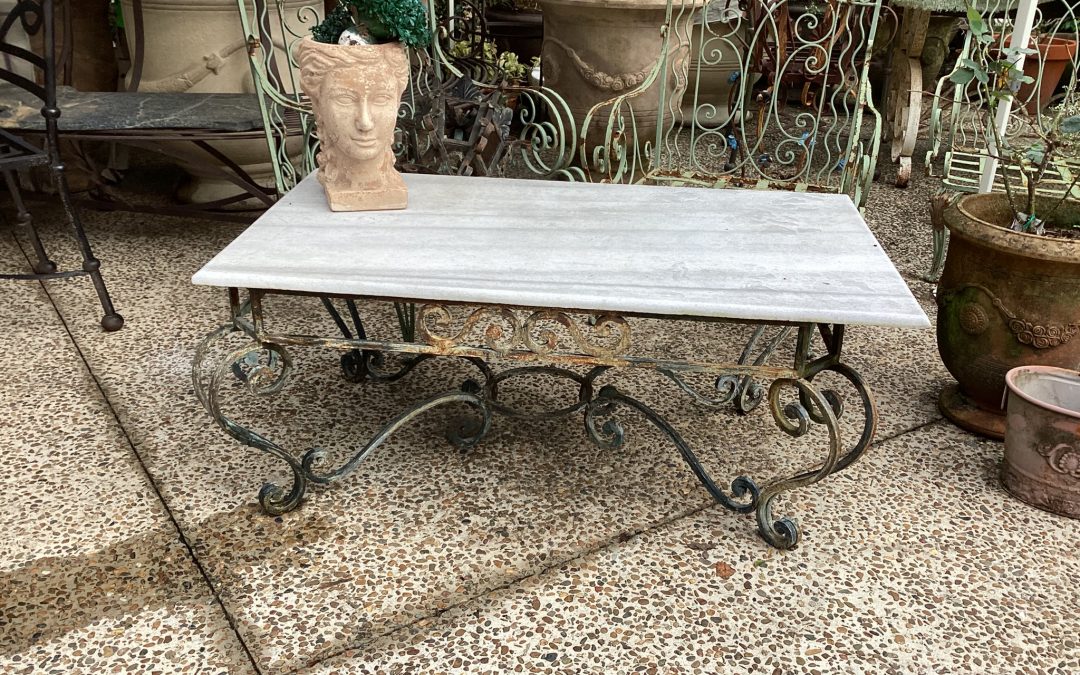 Marble and Iron Coffee Table $795