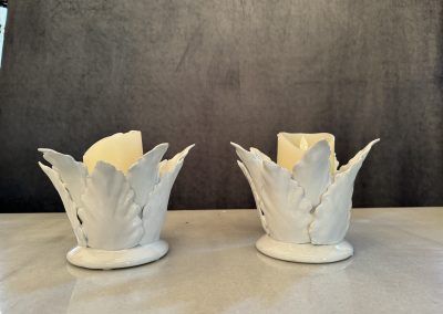 White Leaf Ceramic Candle Holders $75.95 ea